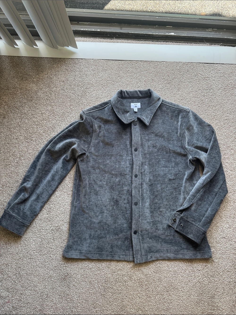Mode of One Men’s Relaxed Fit Snap Front Soft Overshirt Gray M NWT